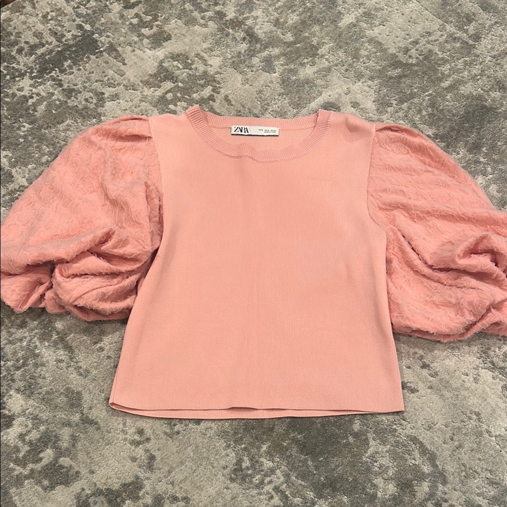 Zara Pink Puff Sleeve Top